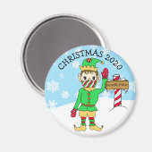 2020年の北極のエルフのマスク姿の記念品 マグネット (正面/裏面)