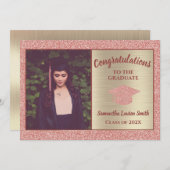 2020年の大エレガント学院ピンク金ゴールドスパークルクラス 案内状 (正面/裏面)