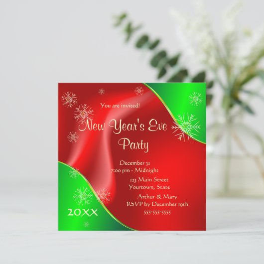 2020年の大晦日パーティー 赤と緑 招待状 (スタンド正面)