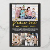 2020年の新年の平和スクリプト3枚の写真 箔シーズンカード (正面)