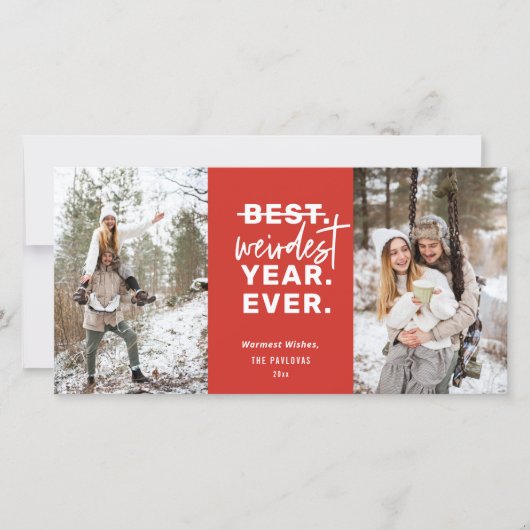 2020年の最も変わった年のユーモア シーズンカード (正面)