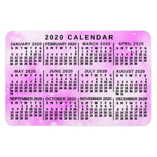 2020年の月例カレンダーのピンクの水彩画の星 マグネット