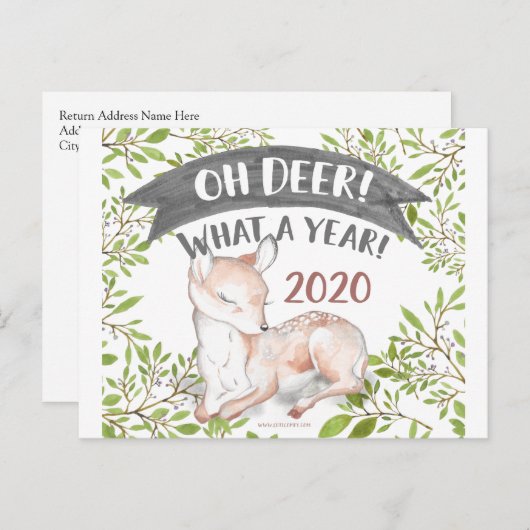 2020年の木の国のクおもしろいリスマス ポストカード (正面/裏面)