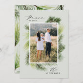 2020年の松のモダン葉クリスマスに平和 シーズンカード (正面/裏面)