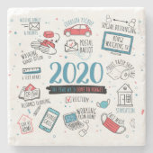 2020年の検疫ロックダウン活動を記念する ストーンコースター (正面)