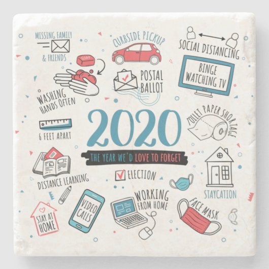 2020年の検疫ロックダウン活動を記念する ストーンコースター (正面)