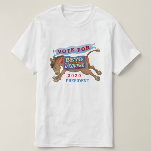 2020年の民主党のドンキー大統領のBeto O'Rourke Tシャツ (デザイン正面)