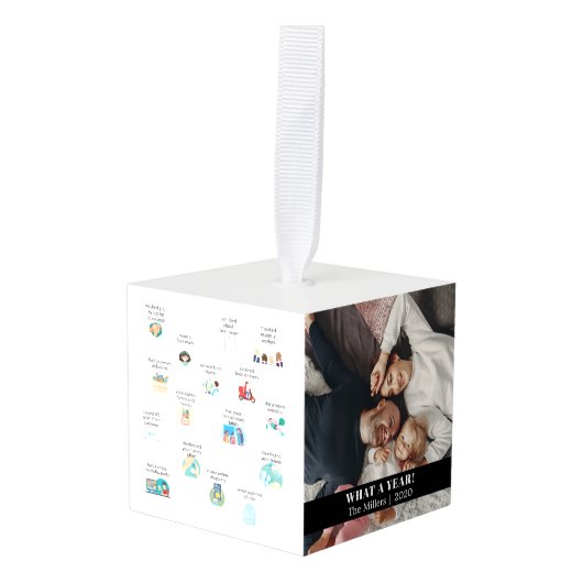 2020年の記念写真を1年 キューブオーナメント (正面アングル)