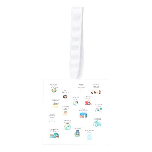 2020年の記念写真を1年 キューブオーナメント (正面)