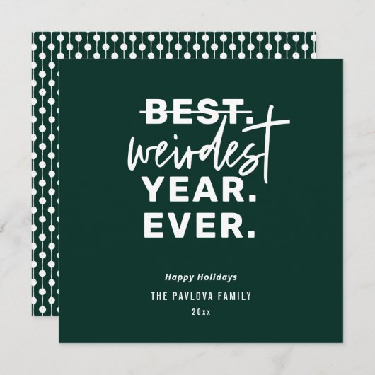 2020年の風変わりな年ユーモア緑のホリデーカード シーズンカード (正面/裏面)
