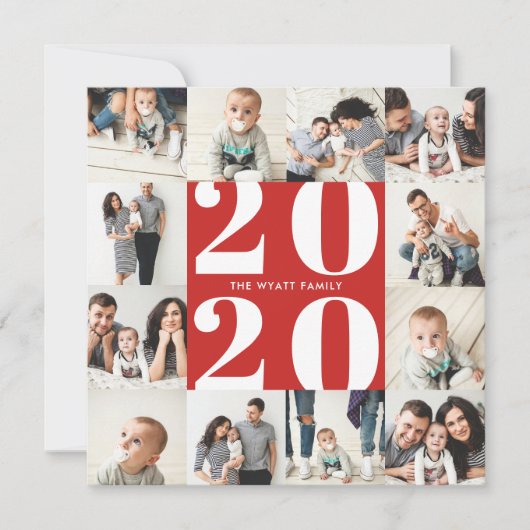 2020年はっきりした初めから12枚の写真コラージュグリッド シーズンカード (正面)