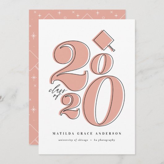 2020年はっきりした卒業写真アナウンスのクラス シーズンカード (正面/裏面)