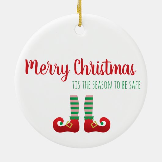 2020年はクリスマスおもしろいことわざグリーン セラミックオーナメント (裏面)