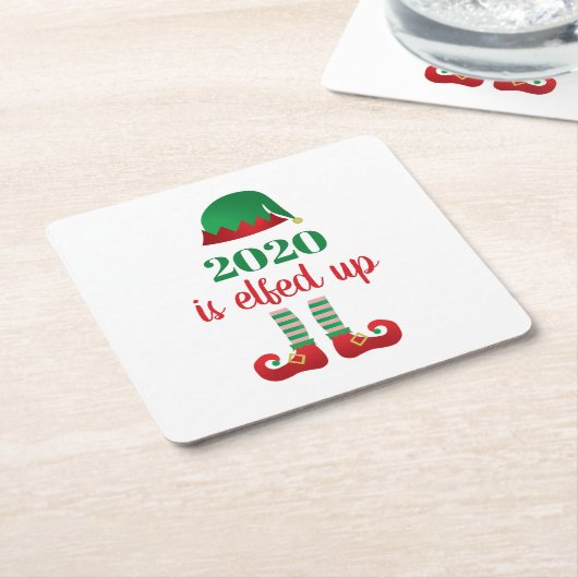 2020年はクリスマスおもしろいことわざ スクエアペーパーコースター (アングル)