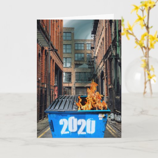 2020年はゴミ箱の火事の年だった!2021年おめでとう! カード (黄色い花)