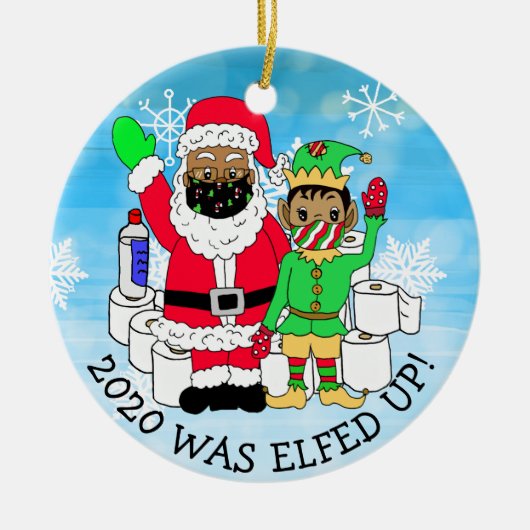 2020年はファセマスクの民族おもしろい小妖精や小人で解放された セラミックオーナメント (正面)