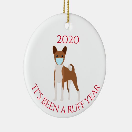 2020年はラフ年の犬バセンジハウンド セラミックオーナメント (右)