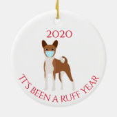2020年はラフ年の犬バセンジハウンド セラミックオーナメント (裏面)