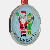 2020年はFacemaskで小妖精や小人とおもしろいサンタに迎えられた メタルオーナメント (右)