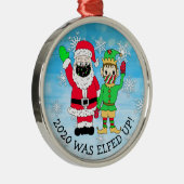 2020年はFacemaskで小妖精や小人とおもしろいサンタに迎えられた メタルオーナメント (右)
