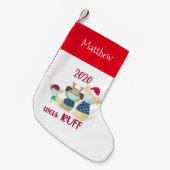 2020年はRuffおもしろい犬Covid スモールクリスマスストッキング (正面 (吊り時))