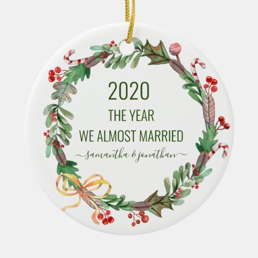2020年ほぼ水結婚した色リース セラミックオーナメント (正面)