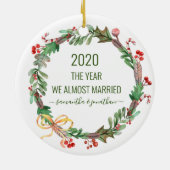 2020年ほぼ水結婚した色リース セラミックオーナメント (裏面)