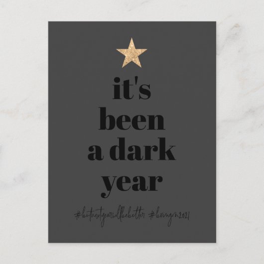 2020年やり直しユーモア タイポ ゴールドスター ツリーホリデー シーズンポストカード (正面)