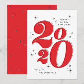 2020年を彩る大胆なタイポグラフィにお祝いを シーズンカード (正面/裏面)