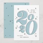2020年を彩る新しい年のはっきりしたタイポグラフィにお祝いを シーズンカード (正面/裏面)
