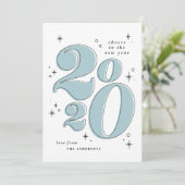 2020年を彩る新しい年のはっきりしたタイポグラフィにお祝いを シーズンカード (スタンド正面)