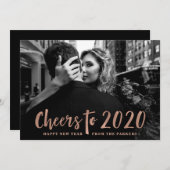 2020年を祝って | ローズゴールドの新年フォト シーズンカード (正面/裏面)