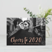 2020年を祝って | ローズゴールドの新年フォト シーズンカード (スタンド正面)