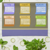 2020年カレンダーのファブリック文字の数字の色（月） キッチンタオル (折り畳み)