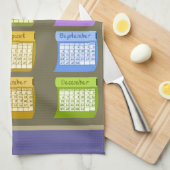 2020年カレンダーのファブリック文字の数字の色(月) キッチンタオル (四つ折り)