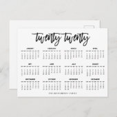 2020年カレンダー | モダンタイポグラフィ ポストカード (正面/裏面)