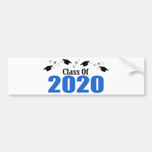 2020年キャップと卒業証書のクラス(青) バンパーステッカー