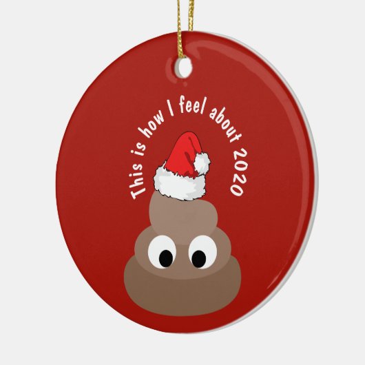 2020年クおもしろいリスマスオーナメントの感じウンチ絵文字 セラミックオーナメント (左)