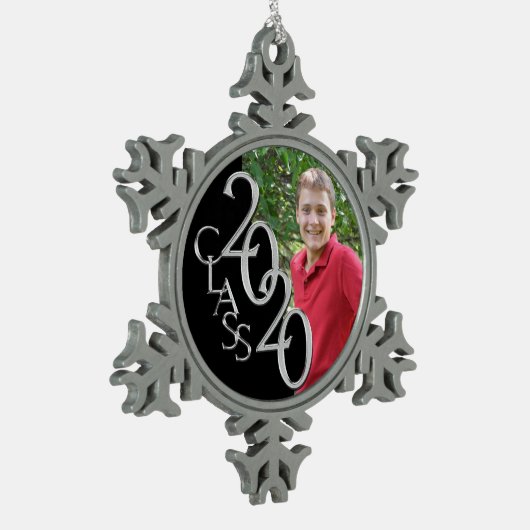 2020年クラシックの卒業写真のクラス スノーフレークピューターオーナメント (左)