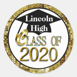 2020年クラスきらめく金ゴールド卒業シール ラウンドシール