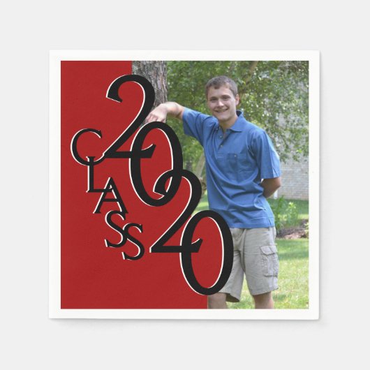 2020年クラスの赤いグラデーション写真 スタンダードカクテルナプキン (正面)