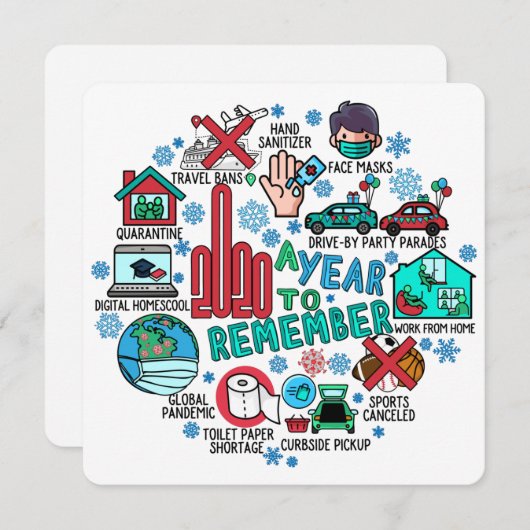 2020年クリスマスフラットを思い出すおもしろいために シーズンカード (正面/裏面)