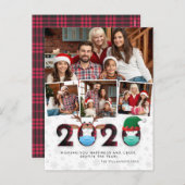 2020年クリスマス |かわいいマおもしろいスク&プレイド4枚の写真 シーズンポストカード (正面/裏面)