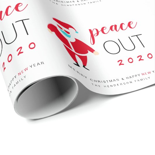 2020年クリスマス、サンタマスクの平おもしろい和を祈る ラッピングペーパー (ロールコーナー)