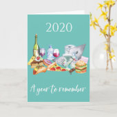2020年コビデファストフードスナックを思い出す年 カード (黄色い花)