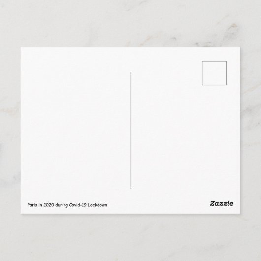 2020年コロナウイルスのパンデミック時のパリ ポストカード (裏面)
