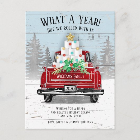 2020年トイレ紙おもしろいヴィンテージトラック シーズンポストカード (正面)
