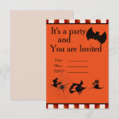 2020年ハロウィン　スパイダーバットウィッチ猫ハッピーハロウィン 招待状 (正面/裏面)