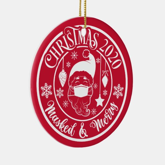 2020年パーソナライズされた仮面とメリークリスマス セラミックオーナメント (右)