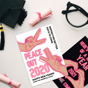 2020年ピンクのネオンライトが新年を迎える シーズンカード